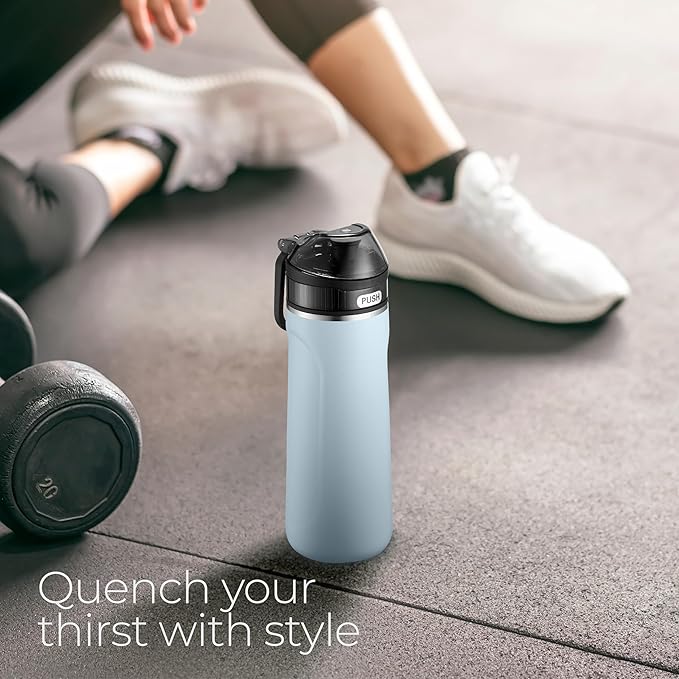 SIPX™ 18 oz Premium Stainless Steel Water Bottle with Straw Lid – Triple Insulated, Leakproof, BPA-Free – Slim, Durable Bottle for School, Gym, Office – Blue