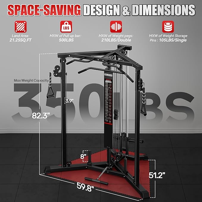 CC01 Fitness Cable Crossover Machine with High and Low Pulley System, Functional Trainer with with Pull Up Bars and Optional Bundle, Plate Loaded Pulley System for Home Gym Power Workout