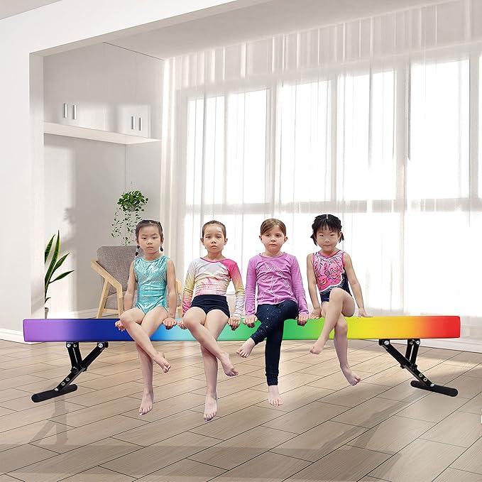 Adjustable Balance Beam for Kids, 8FT Gymnastics Beam with Anti-Slip Legs, High and Low Floor Beam for All Gymnastics Levels, Professional Gymnastic Equipment for Home, Gym Center