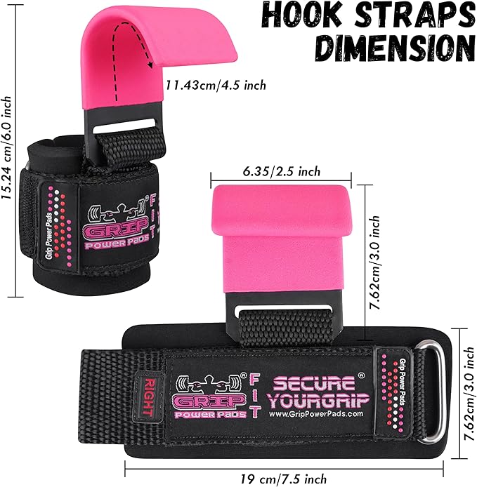 Premium Weight Lifting Hooks & Straps for Pull Ups & Deadlifts - Padded, Heavy Duty, Power Lifting Grips for Men & Women