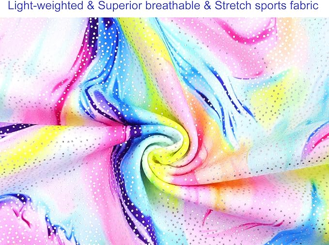 Domusgo Gymnastics Leotards for Girls Sparkly One-Piece Pro Kids Unitard Biketards with Shorts