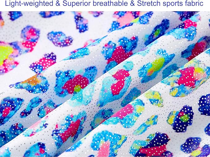 Domusgo Gymnastics Leotards for Girls Sparkly One-Piece Pro Kids Unitard Biketards with Shorts