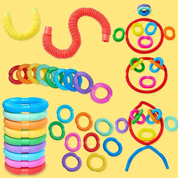 JOYIN 36 Pack Pop Tubes, Sensory Toys (Large) Fidget Toys Party Favors - 9 Colors, Creativity Learning & Fun for Toddler Kids - Perfect for Party, Goodie Bags Stuffers, Classroom School Reward