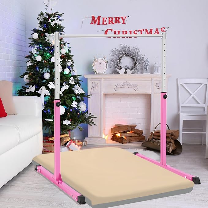 Gymnastics Bar for Kids Ages 3-15, 3' to 5' Adjustable Height, Gymnastic Kip Bar Horizontal Bar for Gymnas, Anti-Slip and Easy to Assemble, Home Gym Equipment Indoor for Girls, Boys