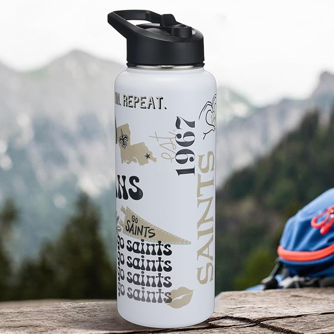 The Memory Company Officially Licensed NFL 34oz Water Bottle - Premium Stainless Steel Double-Wall Insulated, Leakproof Design