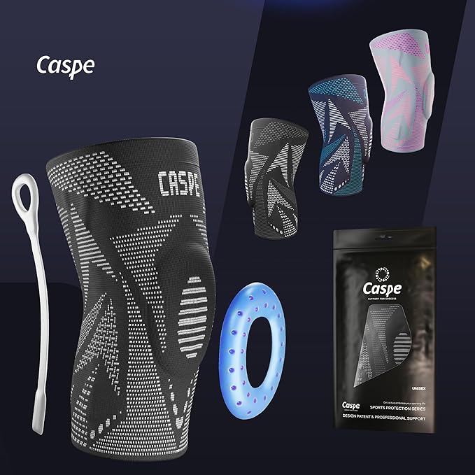 Caspe 1 Pack Compression Knee Brace for Women & Men – Pain Relief Support with Patella Gel Pads & Side Stabilizers – Knee Sleeve for Running, Workout & Arthritis (Gray, Small)
