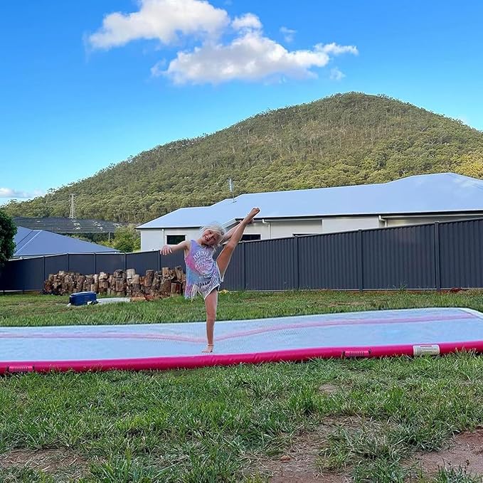Air Mat Tumble Track, Gymnastics Mats Tumbling Track with Electric Air Pump for Home Use Cheerleading Training Kids Gym Yoga
