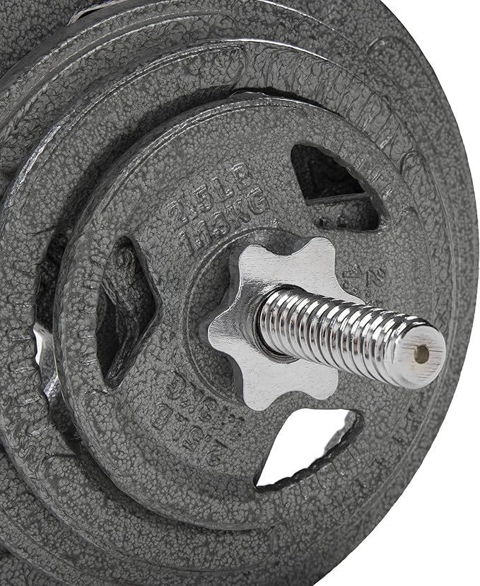 Fitvids Barbell Weight Set, Cast Iron 1" Standard Weight Plates Including 5FT Standard Barbell Bar & Star Locks, 95 Pounds Set (85 Lbs Plates + 10 Lbs Barbell Bar), Multiple Packages