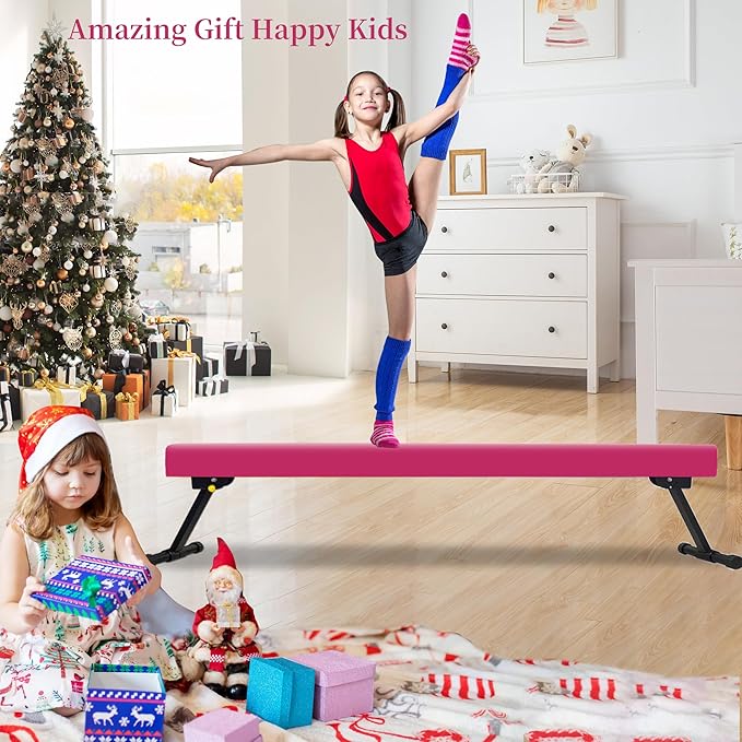 EL&IT·Wings 6FT/8FT Gymnastic Balance Beam for Kids, Adjustable Balance Beam with Leg, High and Low Level Floor Beam, Gymnastics Equipment for Home and Gym Center