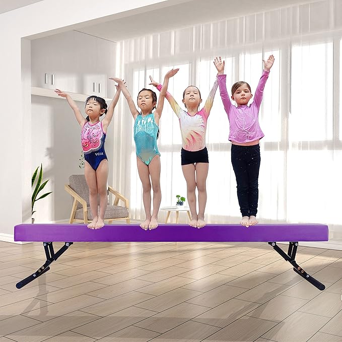 Adjustable Balance Beam for Kids, 8FT Gymnastics Beam with Anti-Slip Legs, High and Low Floor Beam for All Gymnastics Levels, Professional Gymnastic Equipment for Home, Gym Center