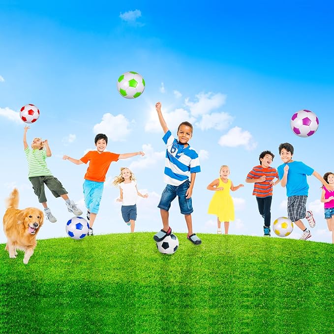 Deekin 6 Pcs Soccer Ball Bulk with Pump Teamwork Outdoor Sport Game Training Soccer Ball Bulk for School Sport Teen Adult Child