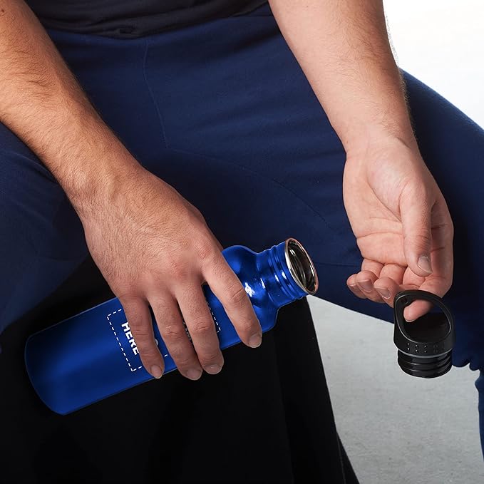 DISCOUNT PROMOS Custom Stainless Steel Water Bottles 26 oz. Set of 50, Personalized Bulk Pack - Reusable, Leak Proof, Perfect for Gym, Hiking, Camping, Outdoor Sports - Met Blue