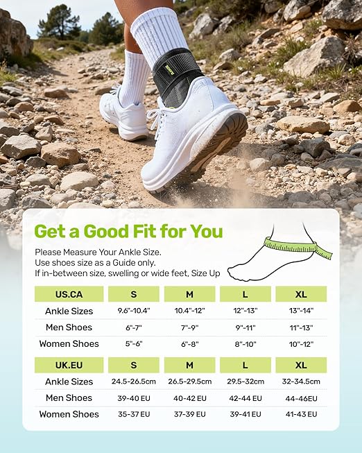 Quick Lace Up Ankle Brace with 2 Metal Support Stays, Breathable Stabilizer for Sprained Ankle, Slim Fit Ankle Support for Men & Women, Sports, Running, Basketball (Green, L)
