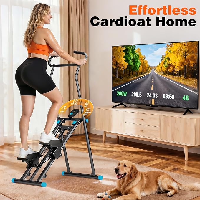 Stair Stepper for Home Gym, 350 lbs Capacity Cardio Machine with Adjustable Height, Non-Slip Pedals, LCD Display, Foldable Design for Full Body Workout for Women Men
