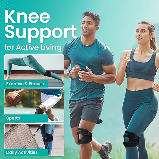 Premium Knee Brace for Pain Relief - Adjustable Compression Support for Arthritis, Injury Recovery, Running & Workouts - Unisex Design in Black & Gray
