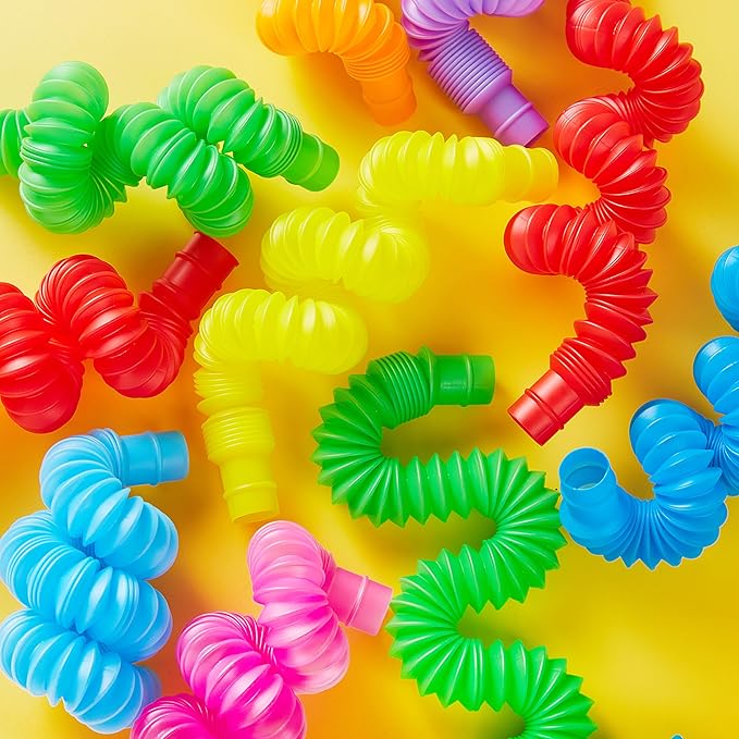JOYIN 36 Pack Pop Tubes, Sensory Toys (Small) Fidget Toys Party Favors - 9 Colors, Creativity Learning & Fun for Toddler Kids - Perfect for Christmas Goodie Bags, Classroom School Reward