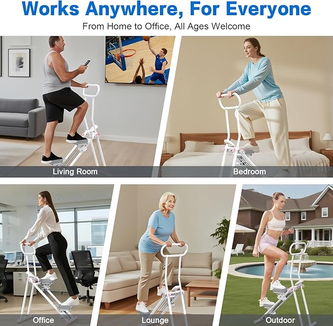 HXD-ERGO Stair Stepper for Home, New Version 6 Adjustable Resistance Vertical Climber Cardio Exercise Machine, Folding Stair Climber for Full Body Workout with Adjustable Handlebar for Women & Men