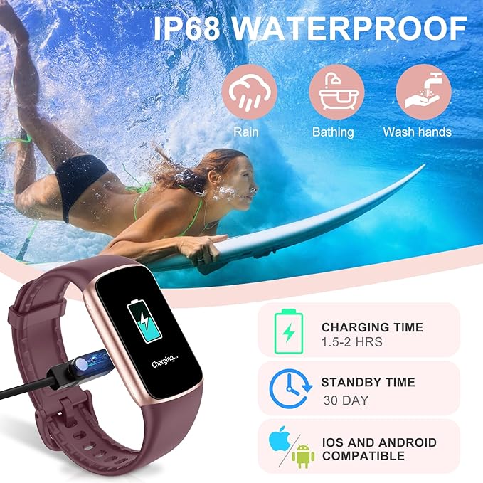 Fitness Tracker Step Counter with 24/7 Heart Rate Blood Oxygen Sleep Monitor, 1.47''AMOLED Touch Color Screen, Pedometer Watch for Women Men