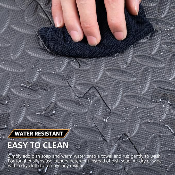 24 Pack - 1/2" Extra Thick Floor Exercise Mat for Home Gym Floor Padding for Kids - High-Density EVA Interlocking Foam Floor Tiles for Gym Equipment, Play Area, Yoga, Cardio, Weights, MMA