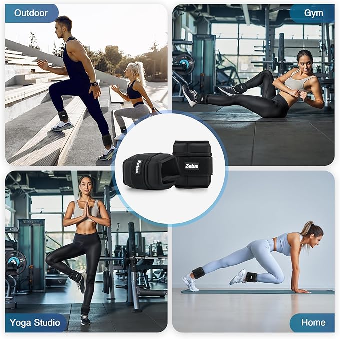ZELUS Soft Iron Z-Fit Ankle Weights 1 Pair Adjustable, 4LB/7LB/10LB for Women Men, Ultra Thin Leg Weights with Adjustable Straps, Arm Weight for Gym Home Yoga Jogging Walking