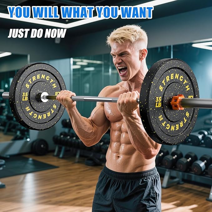 XDDIAS 2-Inch Bumper Plates, Barbell Rubber Olympic Weight Plates Set for Home Gym Strength Training, 20-260lbs, Multiple Options