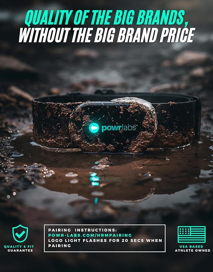 Powr Labs Bluetooth and ANT+ Heart Rate Monitor Chest Strap - All Day Comfort, Easy Connectivity - Compatible with Polar, Garmin, Peloton, Wahoo