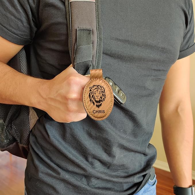LaserGram Oval Keychain, Baseball Ball, Personalized Engraving Included (Carbon Fiber Bronze)