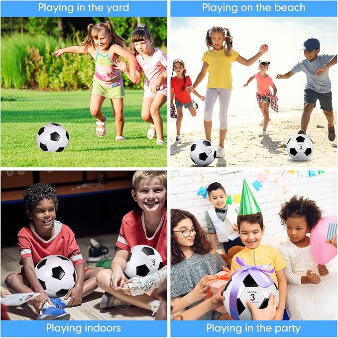 Deekin 6 Pcs Soccer Ball Bulk with Pump Teamwork Outdoor Sport Game Training Soccer Ball Bulk for School Sport Teen Adult Child