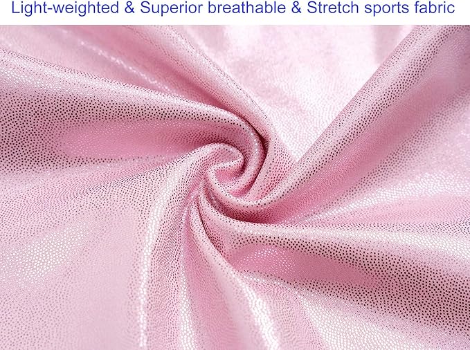 Domusgo Gymnastics Leotards for Girls Sparkly One-Piece Pro Kids Unitard Biketards with Shorts