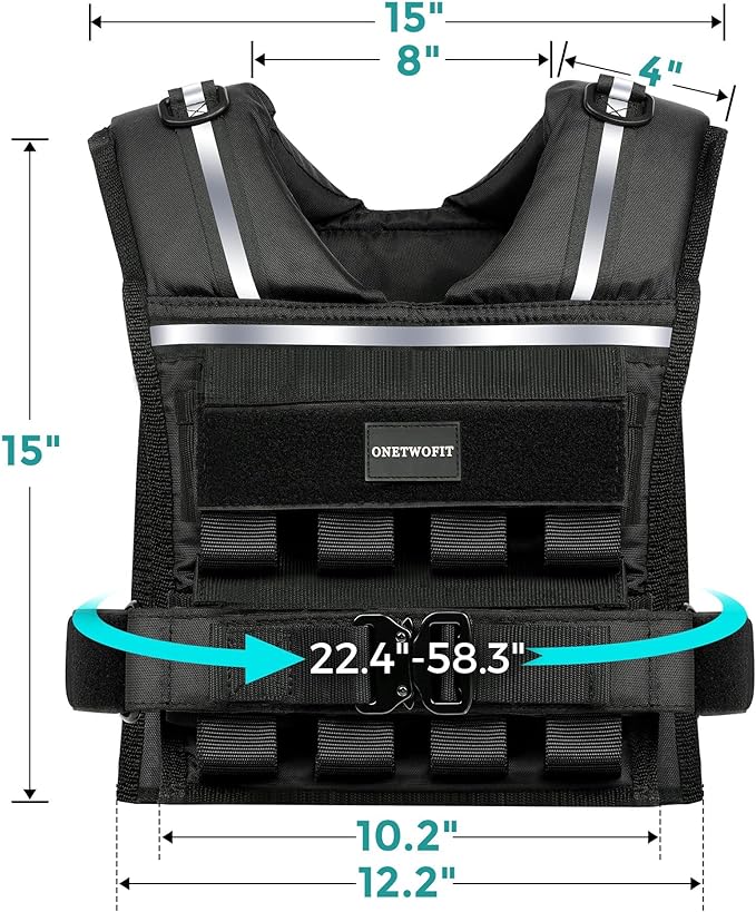 Adjustable Weighted Vest Men 35lb/45lb, Rucking Vests for Walking with Reflective Stripe, 1.2" Ultra Thick Shoulder Padding Strength Training Workout Vest for Running GYM Home, Detachable Iron Weights