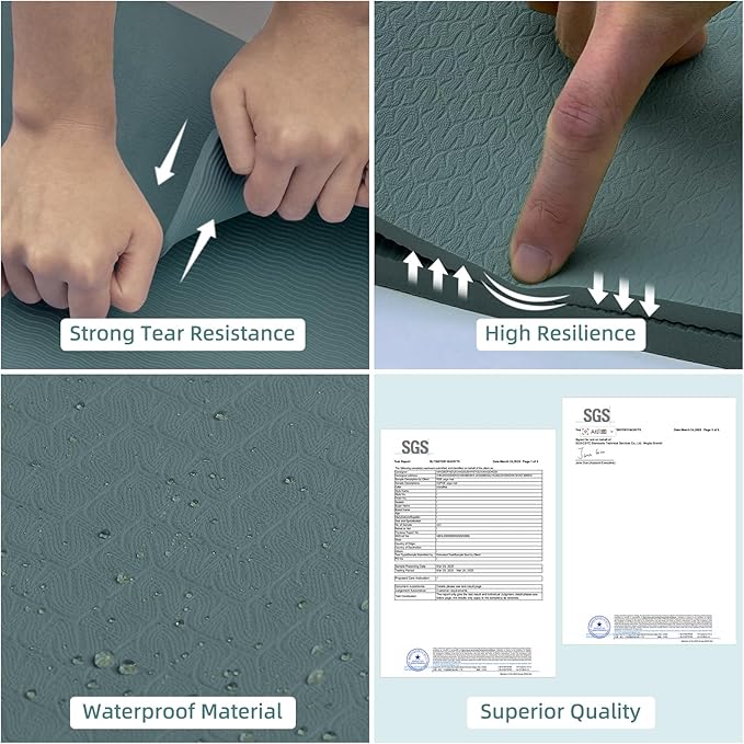 Large Yoga Mat, 72" x 36" x 2/5"(10MM) Thick Non-Slip Exercise Mat, SGS-Certified POE Material, Ideal for Home Gym, Yoga, Pilates, Fitness Workouts & Floor Mat
