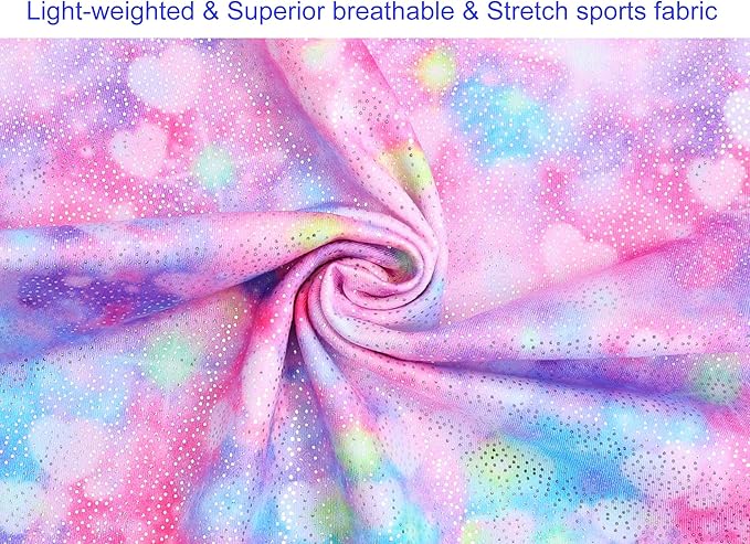 Domusgo Gymnastics Leotards for Girls Sparkly One-Piece Pro Kids Unitard Biketards with Shorts