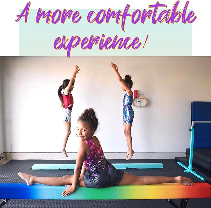 PreGymnastic 8FT Balance Beam, Raised Gymnastics Beam for Kids Ages 3-12, Home Gym Equipment for Training, Adjustable Balancing Beam Indoor, Off-Ground Competition Style