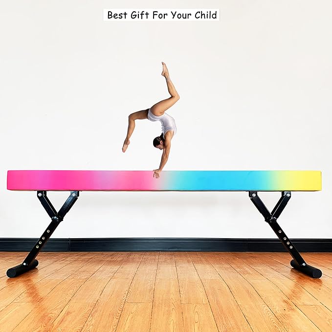 MARFULA Adjustable Balance Beam 8 ft Gymnastic Beam Adjustable Height for Kids and Teenage of All Gymnastic Levels, Gymnastic Training Beam Gymnastic Equipment for Athlete Home and Gym Club Use