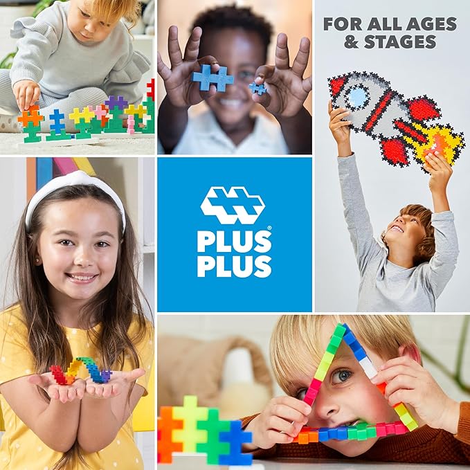 Plus Plus 500 Piece Super Tube, Interlocking Building Block 3D Puzzle Kit, Kids Stem Connecting Toys - Pastel Color Mix