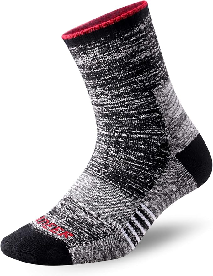 FEIDEER Men's Hiking Walking Socks, Multi-pack Wicking Cushioned Outdoor Recreation Cotton Quarter Crew Socks
