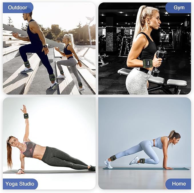 ZELUS 1 Pair Adjustable Ankle Weights, 2 4 6 8 10 lb Modularized Leg Weight Straps for Women Men, Weighted Ankle Weight Set with Removable Sandbags, 1-5 lb per Ankle Strap for Gym Yoga Jogging Walking