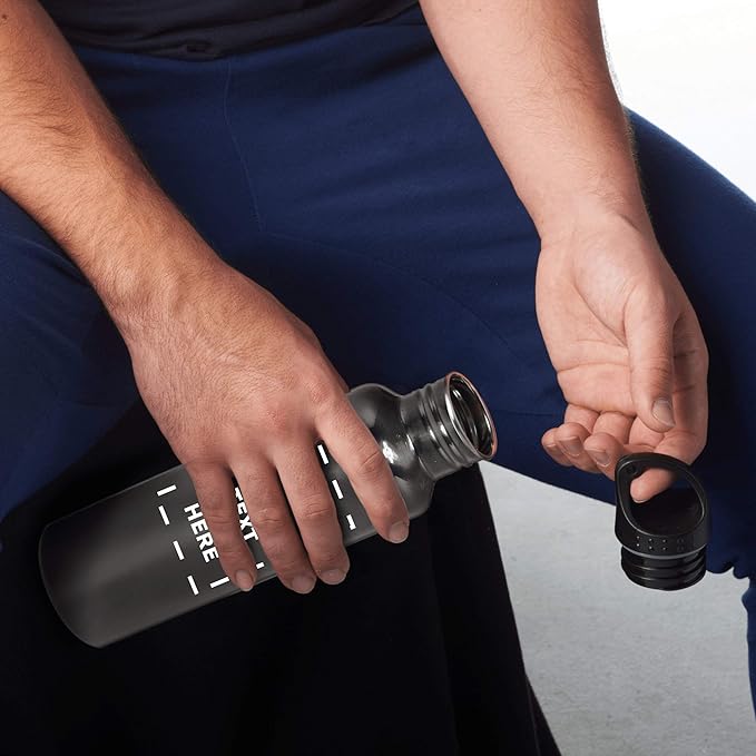 DISCOUNT PROMOS Custom Stainless Steel Water Bottles 26 oz. Set of 100, Personalized Bulk Pack - Reusable, Leak Proof, Perfect for Gym, Hiking, Camping, Outdoor Sports - Grey