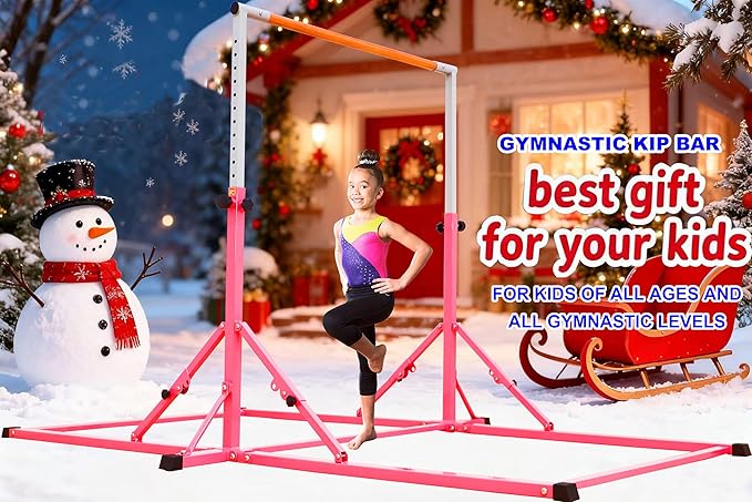 Marfula Gymnastic Bar For Kid and Teenage of 3-25, 5Ft/8 FT Base Length 4Ft Width 5Ft Adjust Height, Gymnastic Kip Bar For Gymnast, Gymnastic Training Equipment For Professional Training Home Club Use