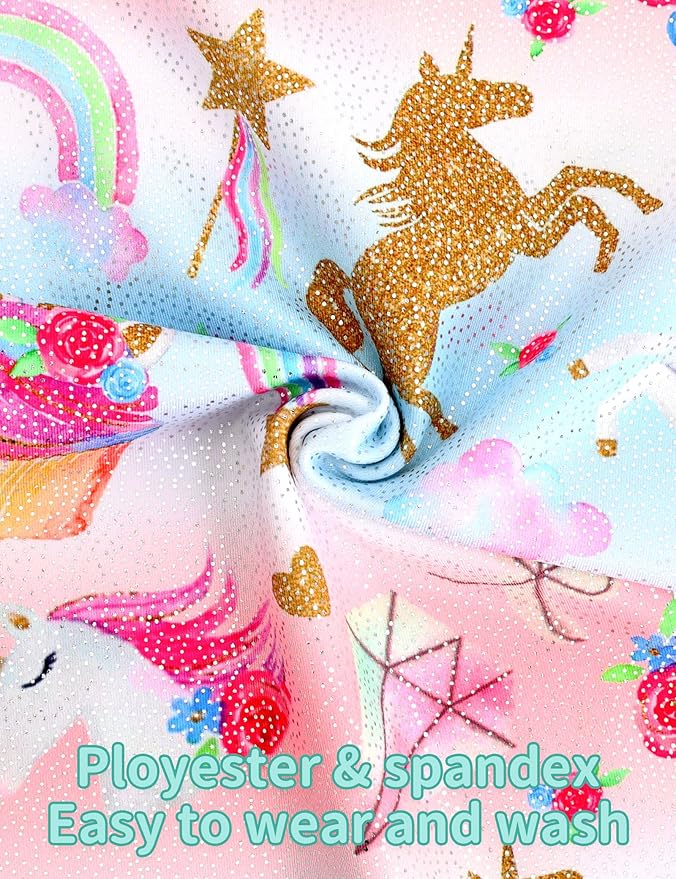 Nymphperi 2 Packs Gymnastics Leotard for Girls Sparkle Biketards with Shorts Kids Sleeveless Unitard One-Piece Dancewear
