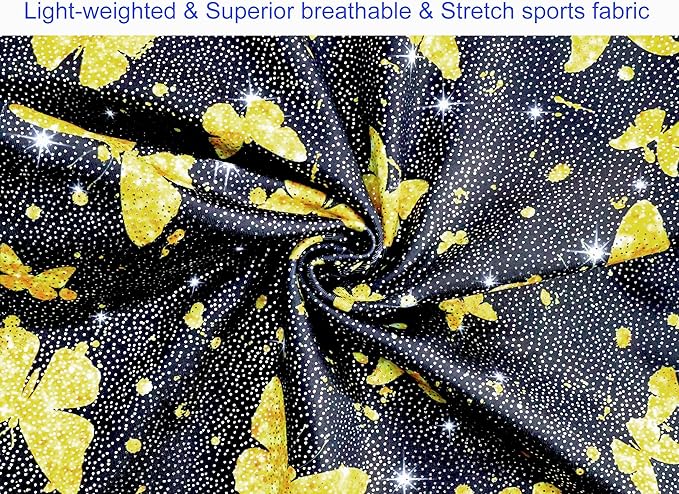 Domusgo Gymnastics Leotards for Girls Sparkly One-Piece Pro Kids Unitard Biketards with Shorts