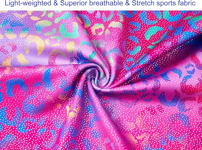 Domusgo Gymnastics Leotards for Girls Sparkly One-Piece Pro Kids Unitard Biketards with Shorts