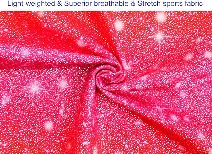 Domusgo Gymnastics Leotards for Girls Sparkly One-Piece Pro Kids Unitard Biketards with Shorts