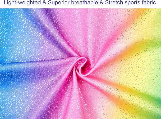 Domusgo Gymnastics Leotards for Girls Sparkly One-Piece Pro Kids Unitard Biketards with Shorts