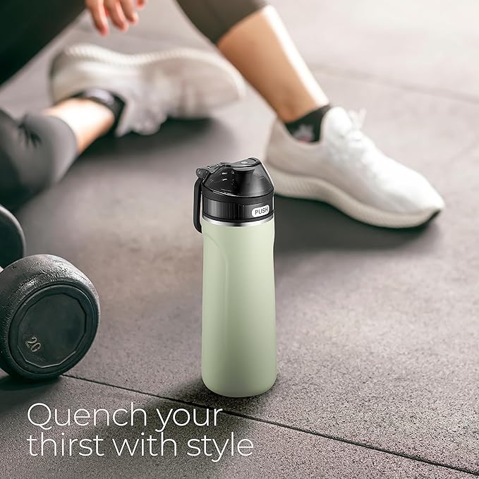 SIPX™ 18 oz Premium Stainless Steel Water Bottle with Straw Lid – Triple Insulated, Leakproof, BPA-Free – Slim, Durable Bottle for School, Gym, Office – Green