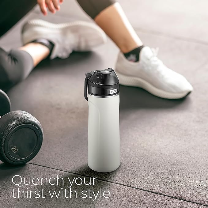 SIPX™ 18 oz Premium Stainless Steel Water Bottle with Straw Lid – Triple Insulated, Leakproof, BPA-Free – Slim, Durable Bottle for School, Gym, Office – White