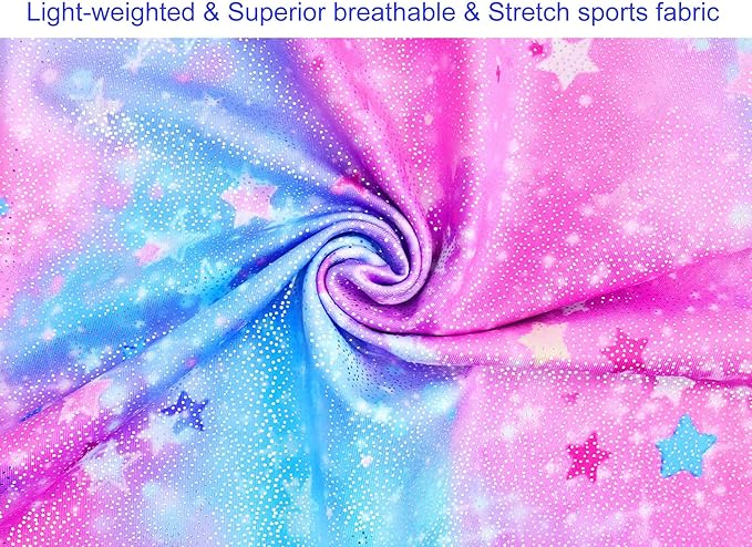 Domusgo Gymnastics Leotards for Girls Sparkly One-Piece Pro Kids Unitard Biketards with Shorts