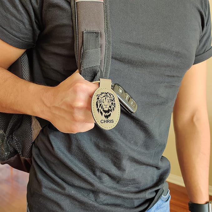 LaserGram Oval Keychain, Soccer Ball, Personalized Engraving Included