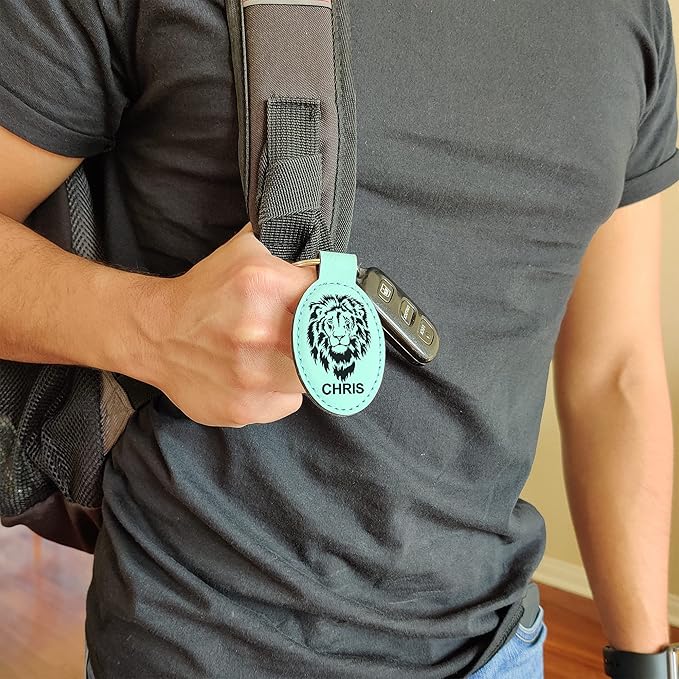 LaserGram Oval Keychain, Soccer Ball, Personalized Engraving Included