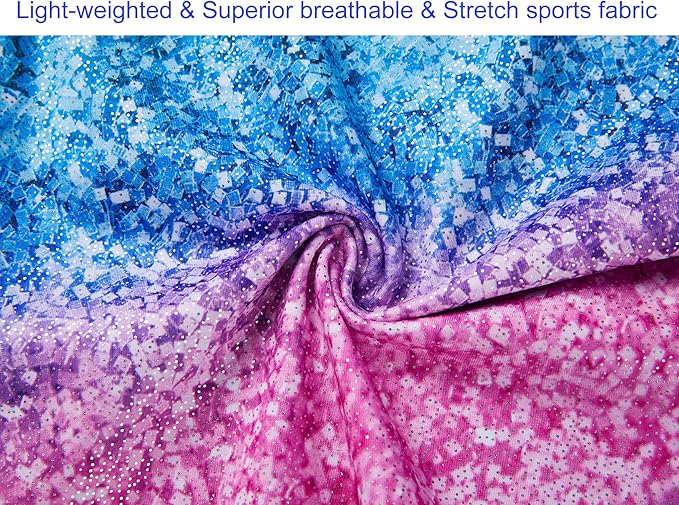 Domusgo Gymnastics Leotards for Girls Sparkly One-Piece Pro Kids Unitard Biketards with Shorts